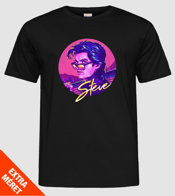 steve neon stranger things model negru pe tricou
