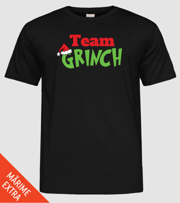 Team Grinch model negru pe tricou