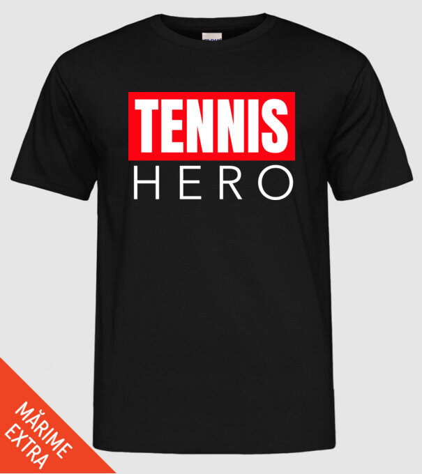 TENNIS HERO model negru pe tricou