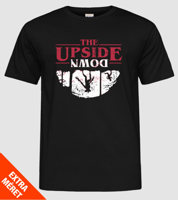 the upside down logo model negru pe tricou