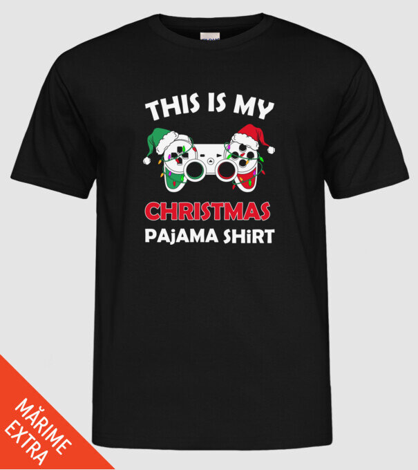 This is my christmas pajama model negru pe tricou