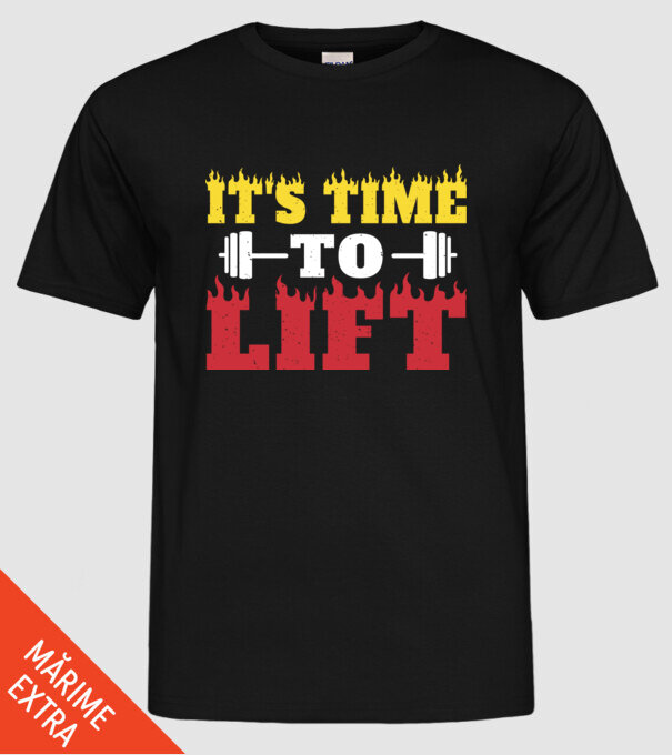 Time to lift model negru pe tricou
