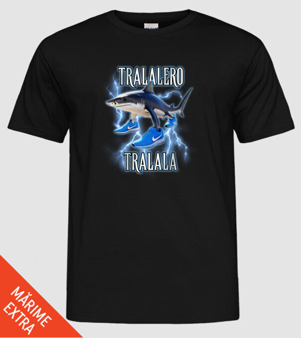 Tralalero Tralala model negru pe tricou