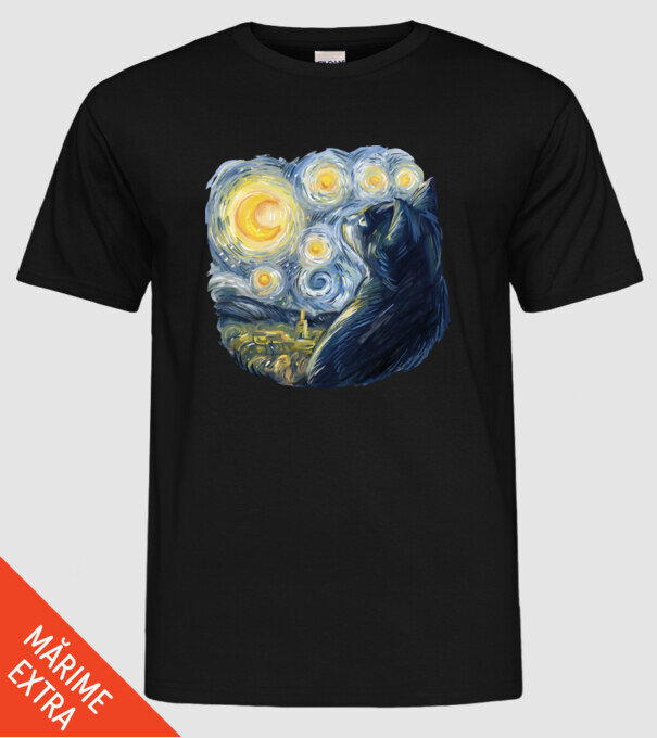 Van Gogh cat model negru pe tricou