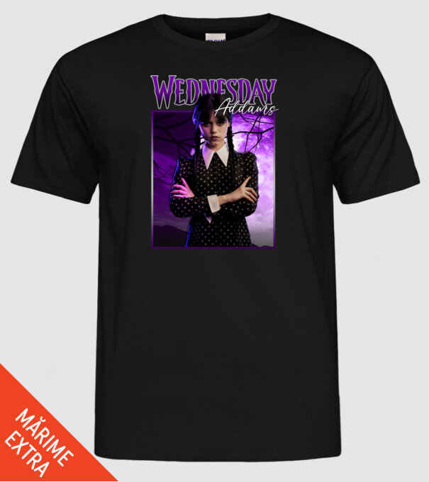 Wednesday Addams model negru pe tricou