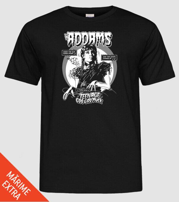WEDNESDAY ADDAMS TEENAGE GOO GOO MUCK model negru pe tricou