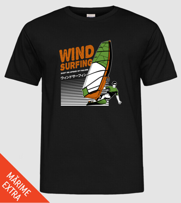 Wind Surf model negru pe tricou