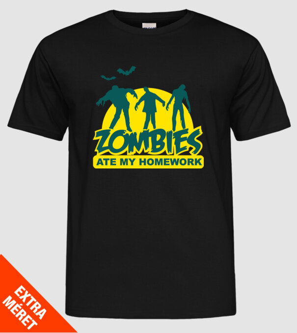 Zombies ate my homework model negru pe tricou