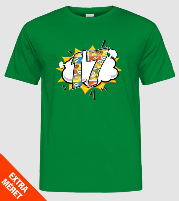 Birthday Comic Number 17 model verde pe tricou