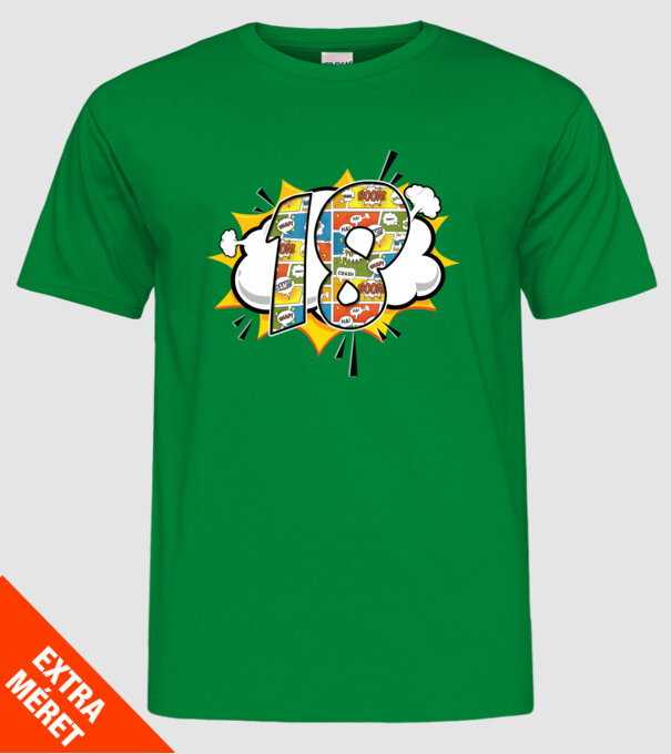 Birthday Comic Number 18 model verde pe tricou