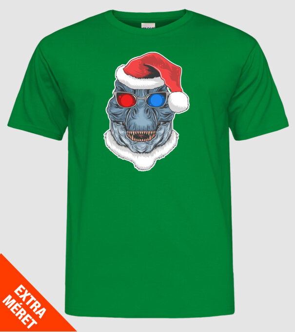 Santasaurus Rex model verde pe tricou