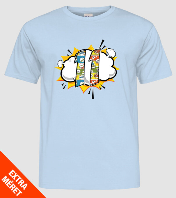 Birthday Comic Number 11 model albastru deschis pe tricou