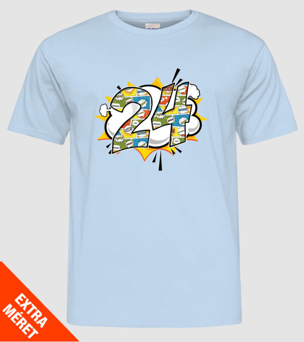 Birthday Comic Number 24 model albastru deschis pe tricou