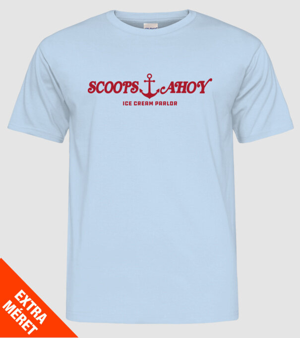 scoops and ahoy stranger things model albastru deschis pe tricou