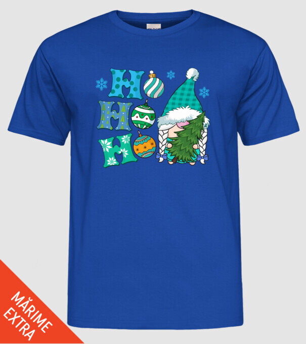 Ho-ho-ho gnome model albastru regal pe tricou