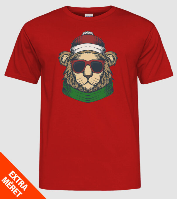Leu Moș Crăciun model roșu pe tricou