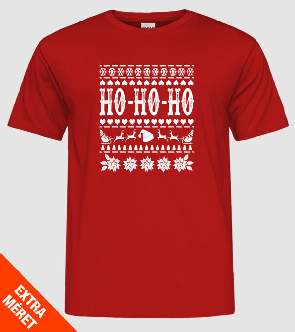 Ugly sweater hohoho model roșu pe tricou