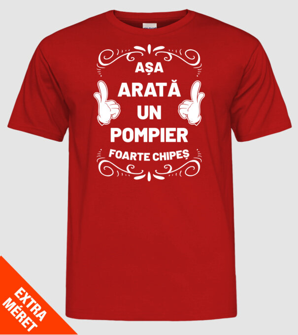 Așa arată un pompier foarte chipeș model roșu pe tricou