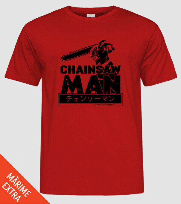 CSM - Chainsaw Man model roșu pe tricou