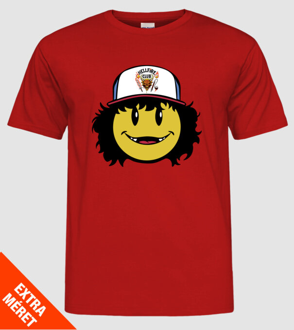 dustinhappyface model roșu pe tricou