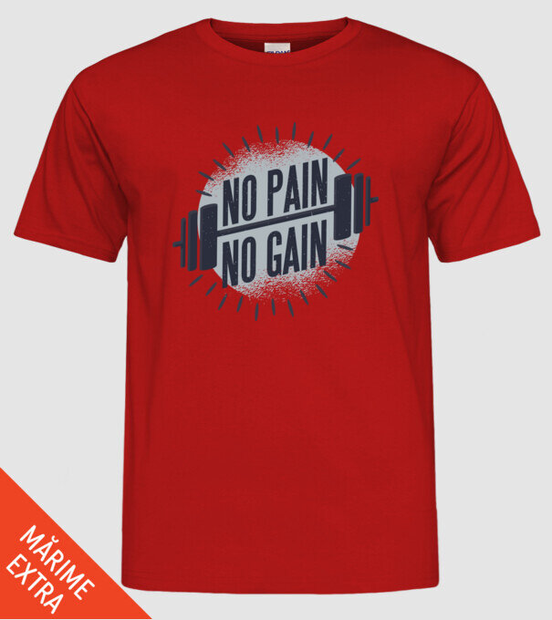 No pain no gain round model roșu pe tricou