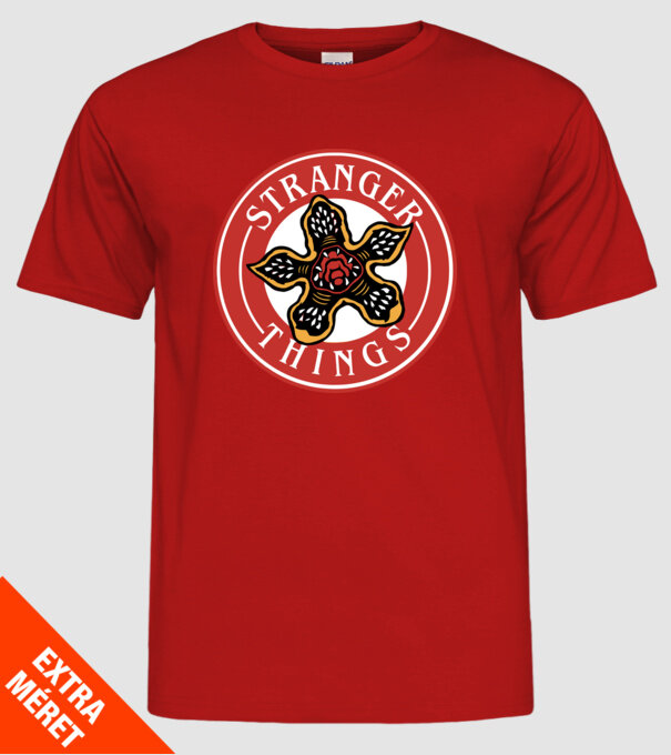stranger things logo bucks model roșu pe tricou