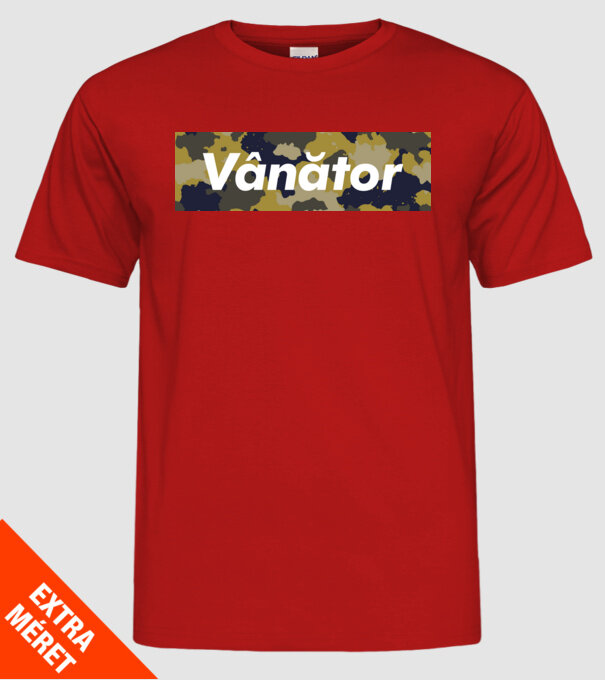 vânător model roșu pe tricou