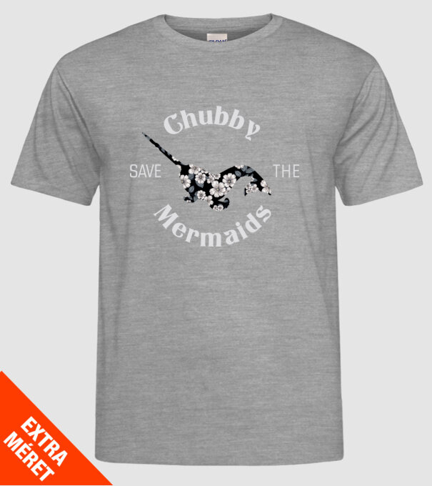 Chubby mermaid model gri pe tricou