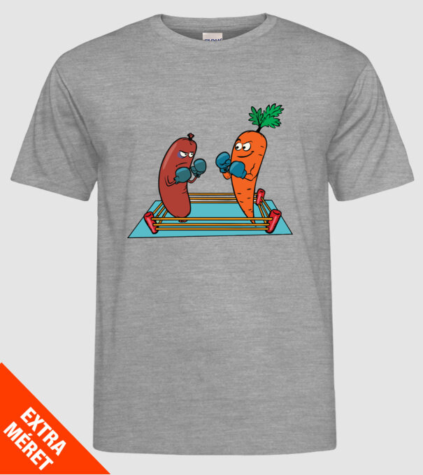 sausage vs carrot model gri pe tricou