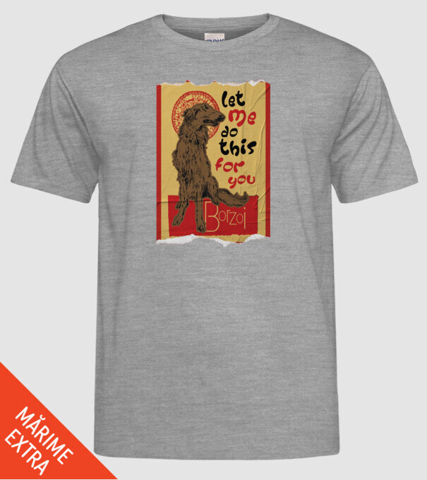 BORZOI retro poster chat noir poster texture model gri pe tricou