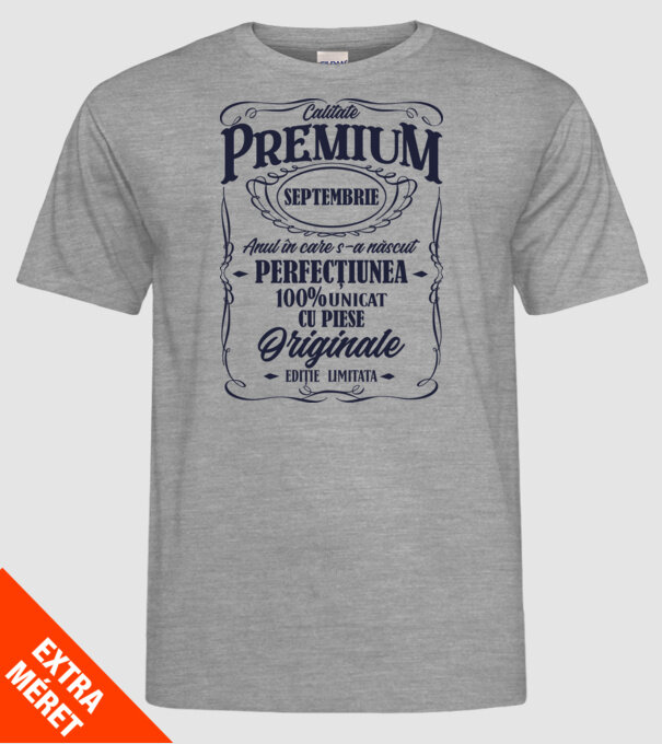 calitate premium -septembrie - anul în care s-a născut - perfecțiunea - 100% unicat, cu piese originale, ediție limitată model gri pe tricou