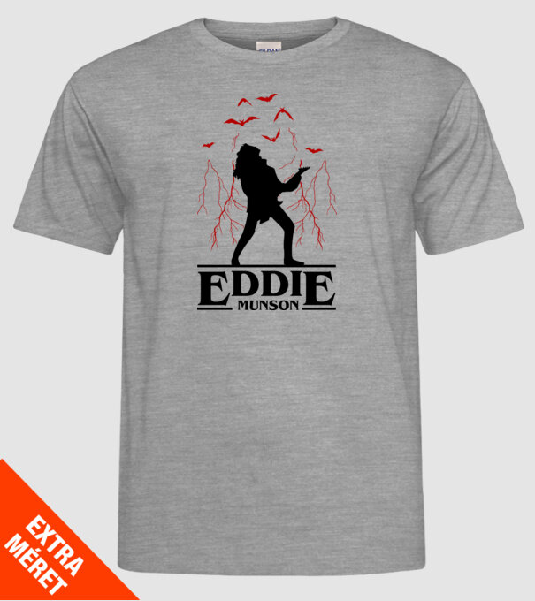 eddie munson stranger things model gri pe tricou