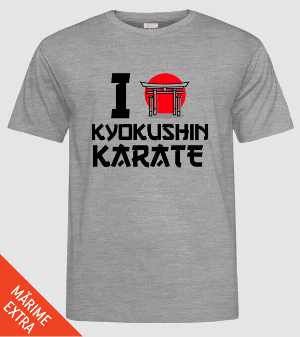 I love Kyokushin Karate model gri pe tricou