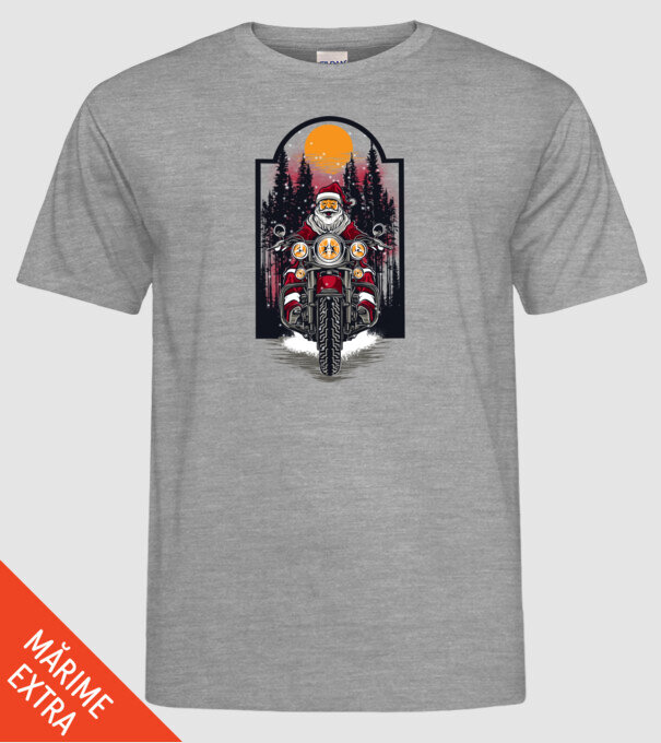 Motor santa model gri pe tricou