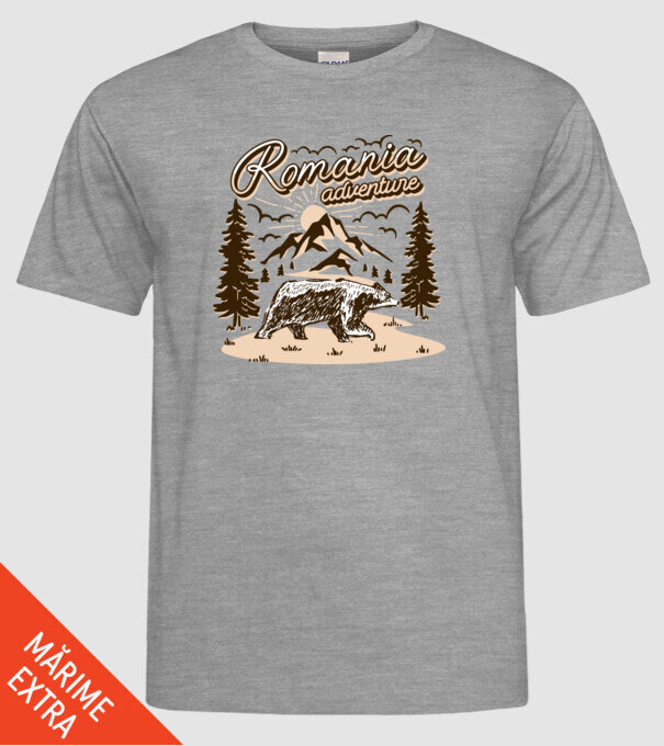 Romania bear adventure model gri pe tricou