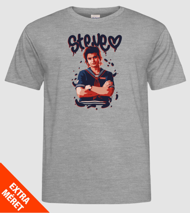 steve stranger things model gri pe tricou