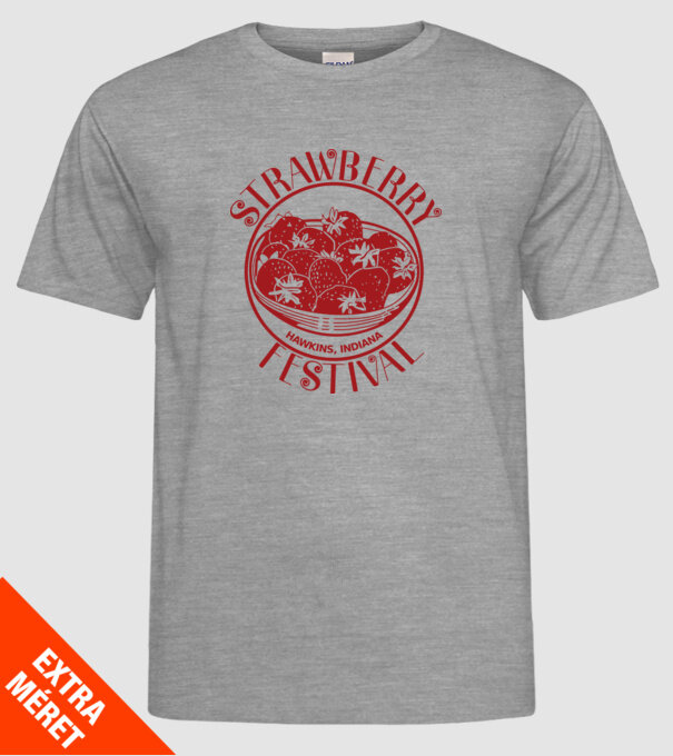 strawberry festival stranger things model gri pe tricou