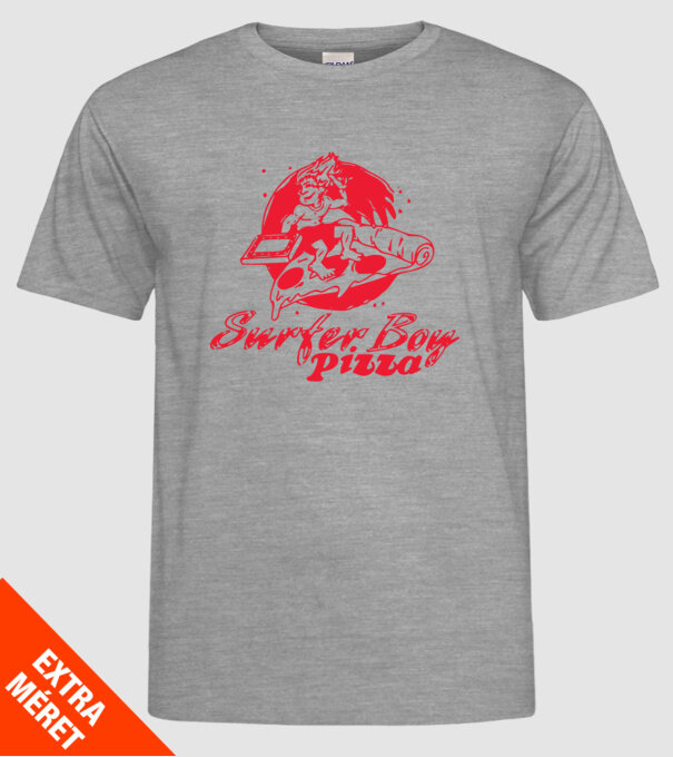 surfer boy pizza stranger things model gri pe tricou