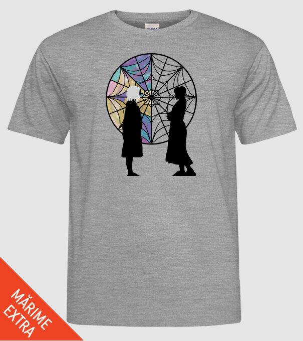 Wednesday and Enid model gri pe tricou