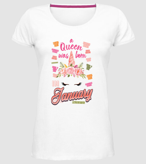 A queen was born in JANUÁR model alb pe tricou