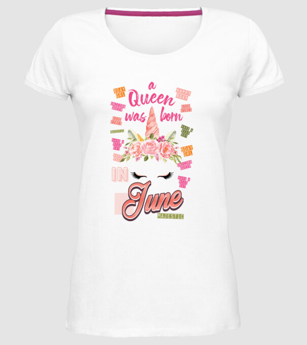 A queen was born in JÚNIUS model alb pe tricou