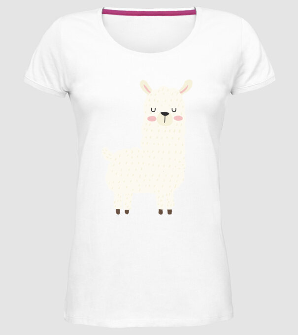 Alpaca model alb pe tricou