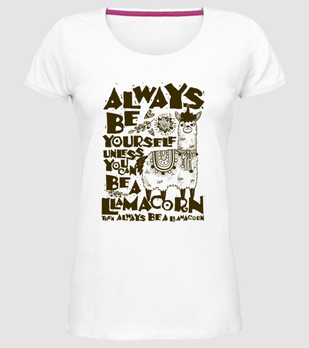 Always be a llamacorn model alb pe tricou
