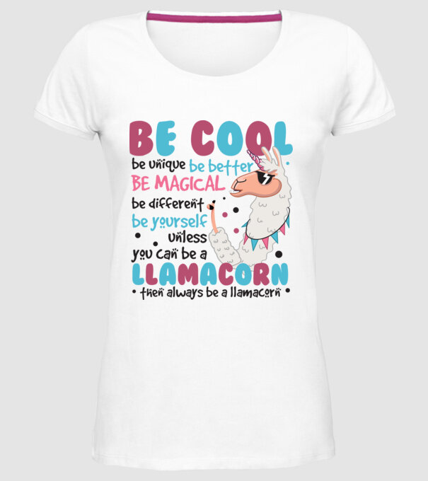 Always be a llamacorn model alb pe tricou