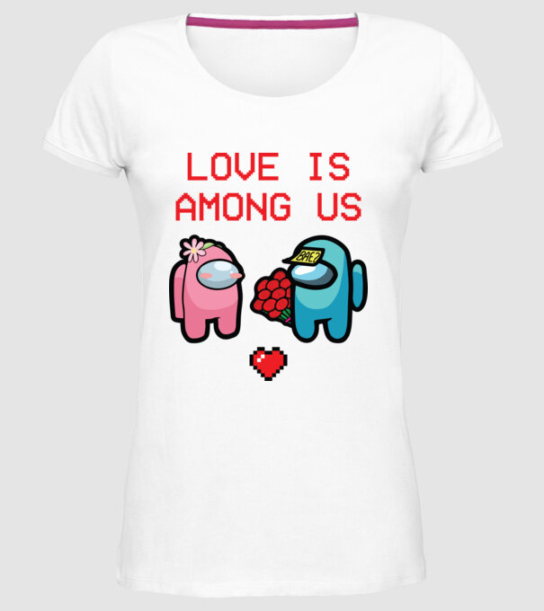 Among us love model alb pe tricou