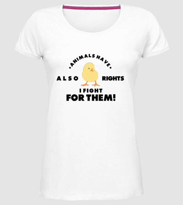 Animals also have rights model alb pe tricou