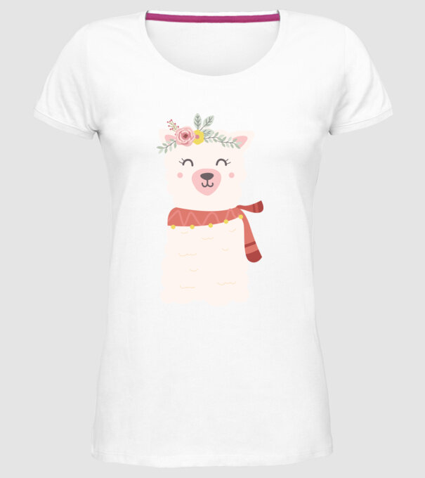 Baby lama model alb pe tricou