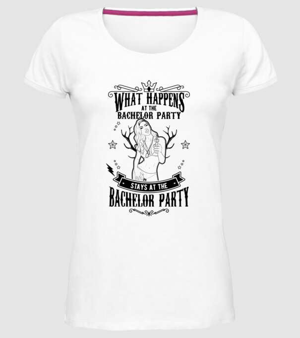 Bachelor party model alb pe tricou