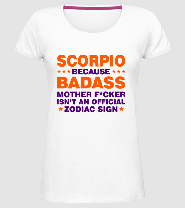 Badass zodiac SCORPIO model alb pe tricou