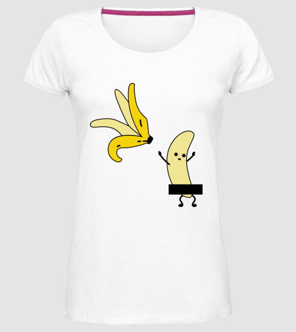 Cuplu Banană băiat model alb pe tricou